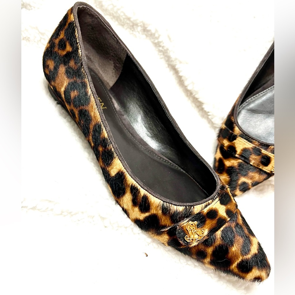 Ralph Lauren calf hair leopard flats size 8